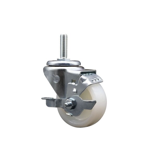 Service Caster 3 Inch Nylon Wheel Swivel 58 Inch Threaded Stem Caster with Brake SCC SCC-TS20S314-NYS-TLB-58212 - main